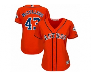 Women Majestic Houston Astros #43 Lance McCullers Replica Orange Alternate 2017 World Series Bound Cool Base MLB Jersey