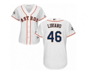 Women Majestic Houston Astros #46 Francisco Liriano Authentic White Home 2017 World Series Bound Cool Base MLB Jersey