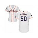 Women Majestic Houston Astros #50 J.R. Richard Replica White Home 2017 World Series Bound Cool Base MLB Jersey