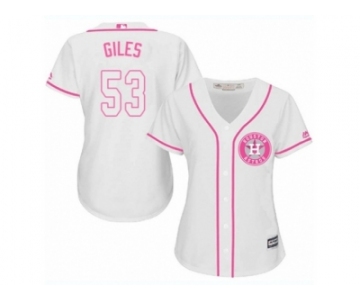 Women Majestic Houston Astros #53 Ken Giles Replica White Fashion Cool Base MLB Jersey