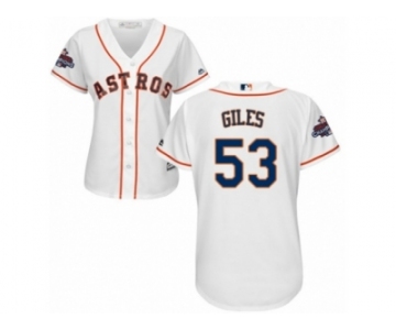 Women Majestic Houston Astros #53 Ken Giles Replica White Home 2017 World Series Champions Cool Base MLB Jersey