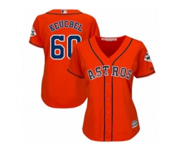 Women Majestic Houston Astros #60 Dallas Keuchel Replica Orange Alternate 2017 World Series Bound Cool Base MLB Jersey