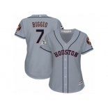 Women Majestic Houston Astros #7 Craig Biggio Replica Grey Road 2017 World Series Bound Cool Base MLB Jersey