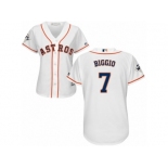 Women Majestic Houston Astros #7 Craig Biggio Replica White Home 2017 World Series Bound Cool Base MLB Jersey