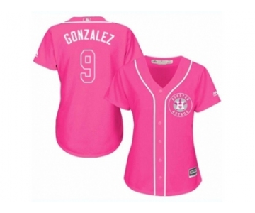 Women Majestic Houston Astros #9 Marwin Gonzalez Authentic Pink Fashion Cool Base MLB Jersey