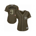 Women Majestic Houston Astros #9 Marwin Gonzalez Replica Green Salute to Service MLB Jersey