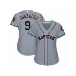 Women Majestic Houston Astros #9 Marwin Gonzalez Replica Grey Road Cool Base MLB Jersey