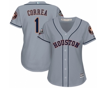 Women's Houston Astros #1 Carlos Correa Authentic Grey Road Cool Base 2019 World Series Bound Baseball Jersey