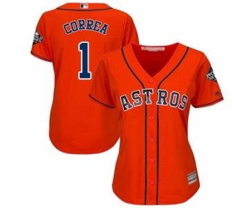 Women's Houston Astros #1 Carlos Correa Authentic Orange Alternate Cool Base 2019 World Series Bound Baseball Jersey