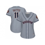 Women's Houston Astros #11 Evan Gattis Grey Road Stitched MLB Jersey