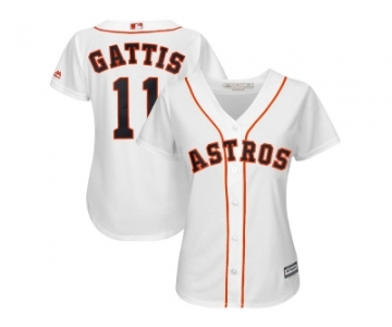 Women's Houston Astros #11 Evan Gattis Majestic White Home Cool Base Player Jersey