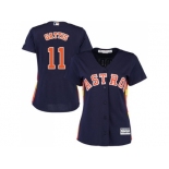 Women's Houston Astros #11 Evan Gattis Navy Blue Alternate Stitched MLB Jersey