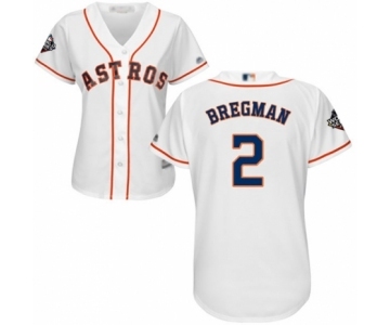 Women's Houston Astros #2 Alex Bregman Authentic White Home Cool Base 2019 World Series Bound Baseball Jersey