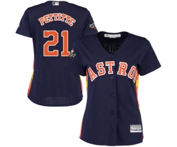 Women's Houston Astros #21 Andy Pettitte Authentic Navy Blue Alternate Cool Base 2019 World Series Bound Baseball Jersey