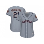 Women's Houston Astros #21 Jon Singleton Grey Road Stitched MLB Jersey