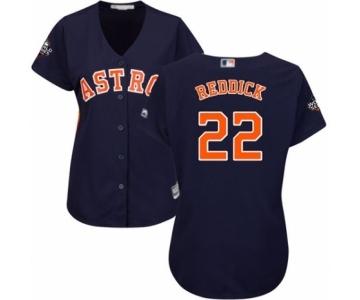 Women's Houston Astros #22 Josh Reddick Authentic Navy Blue Alternate Cool Base 2019 World Series Bound Baseball Jersey