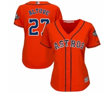 Women's Houston Astros #27 Jose Altuve Authentic Orange Alternate Cool Base 2019 World Series Bound Baseball Jersey