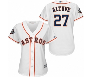 Women's Houston Astros #27 Jose Altuve Authentic White Home Cool Base 2019 World Series Bound Baseball Jersey