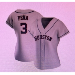 Women's Houston Astros #3 Felix Peña Grey Road Flex Base Authentic Collection Baseball Jersey