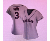 Women's Houston Astros #3 Felix Peña Grey Road Flex Base Authentic Collection Baseball Jersey