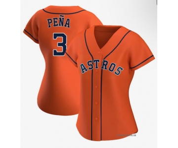 Women's Houston Astros #3 Jeremy Peña Authentic Orange Alternate Cool Base Baseball Jersey