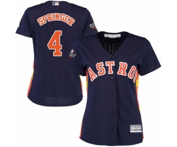 Women's Houston Astros #4 George Springer Authentic Navy Blue Alternate Cool Base 2019 World Series Bound Baseball Jersey