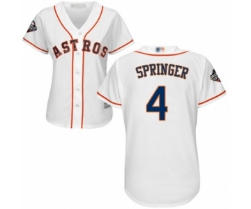 Women's Houston Astros #4 George Springer Authentic White Home Cool Base 2019 World Series Bound Baseball Jersey