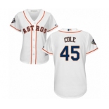 Women's Houston Astros #45 Gerrit Cole Authentic White Home Cool Base 2019 World Series Bound Baseball Jersey