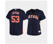 Women's Houston Astros #53 Cristian Javier Navy Blue Orange Alternate Cool Base Baseball Jersey