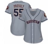 Women's Houston Astros #55 Ryan Pressly Authentic Grey Road Cool Base 2019 World Series Bound Baseball Jersey