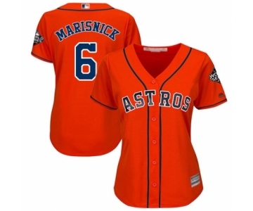 Women's Houston Astros #6 Jake Marisnick Authentic Orange Alternate Cool Base 2019 World Series Bound Baseball Jersey