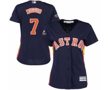 Women's Houston Astros #7 Craig Biggio Authentic Navy Blue Alternate Cool Base 2019 World Series Bound Baseball Jersey