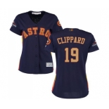 Women's Majestic Houston Astros #19 Tyler Clippard Authentic Navy Blue Alternate 2018 Gold Program Cool Base MLB Jersey