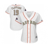 Women's Majestic Houston Astros #19 Tyler Clippard Authentic White 2018 Gold Program Cool Base MLB Jersey