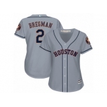 Women's Majestic Houston Astros #2 Alex Bregman Authentic Grey Road Cool Base MLB Jersey