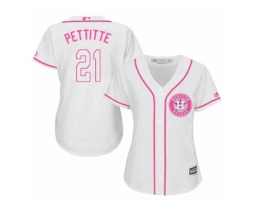 Women's Majestic Houston Astros #21 Andy Pettitte Authentic White Fashion Cool Base MLB Jersey