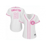 Women's Majestic Houston Astros #21 Jon Singleton Authentic White Fashion Cool Base MLB Jersey