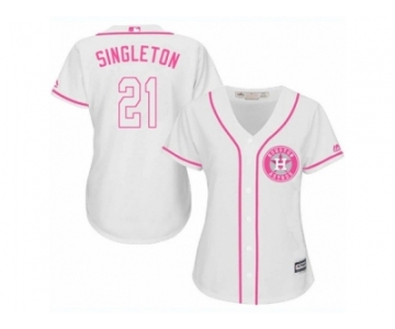 Women's Majestic Houston Astros #21 Jon Singleton Authentic White Fashion Cool Base MLB Jersey