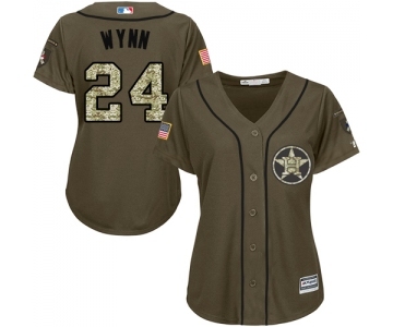 Women's Majestic Houston Astros #24 Jimmy Wynn Authentic Green Salute to Service MLB Jersey