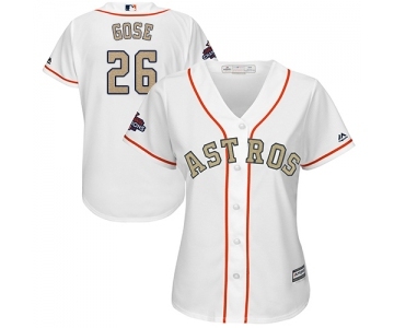 Women's Majestic Houston Astros #26 Anthony Gose Authentic White 2018 Gold Program Cool Base MLB Jersey