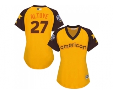 Women's Majestic Houston Astros #27 Jose Altuve Authentic Yellow 2016 All-Star American League BP Cool Base MLB Jersey