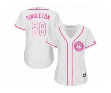 Women's Majestic Houston Astros #28 Jon Singleton Authentic White Fashion Cool Base MLB Jersey