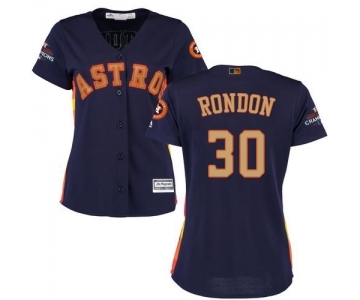 Women's Majestic Houston Astros #30 Hector Rondon Authentic Navy Blue Alternate 2018 Gold Program Cool Base MLB Jersey