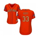 Women's Majestic Houston Astros #33 Mike Scott Authentic Orange Alternate 2018 Gold Program Cool Base MLB Jersey