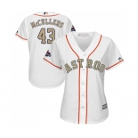 Women's Majestic Houston Astros #43 Lance McCullers Authentic White 2018 Gold Program Cool Base MLB Jersey