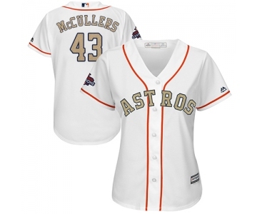 Women's Majestic Houston Astros #43 Lance McCullers Authentic White 2018 Gold Program Cool Base MLB Jersey