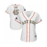 Women's Majestic Houston Astros #45 Carlos Lee Authentic White 2018 Gold Program Cool Base MLB Jersey