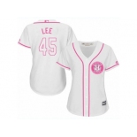 Women's Majestic Houston Astros #45 Carlos Lee Authentic White Fashion Cool Base MLB Jersey