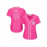 Women's Majestic Houston Astros #45 Carlos Lee Replica Pink Fashion Cool Base MLB Jersey