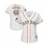 Women's Majestic Houston Astros #46 Francisco Liriano Authentic White 2018 Gold Program Cool Base MLB Jersey